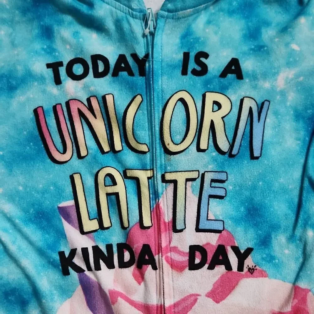 Justice Girls Unicorn Latte Hooded Pajama Lounge Set - Size 10
